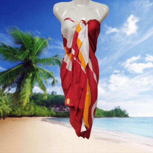 Womens Sarong Cotton Wrap, Handpainted Batik Wrapskirt Beach Pareo Beachwear-NEW - Picture 6 of 6